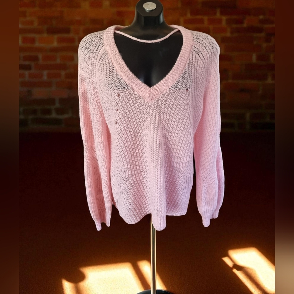 Vero Moda Light Pink V-Neck Women's Sweater Size L